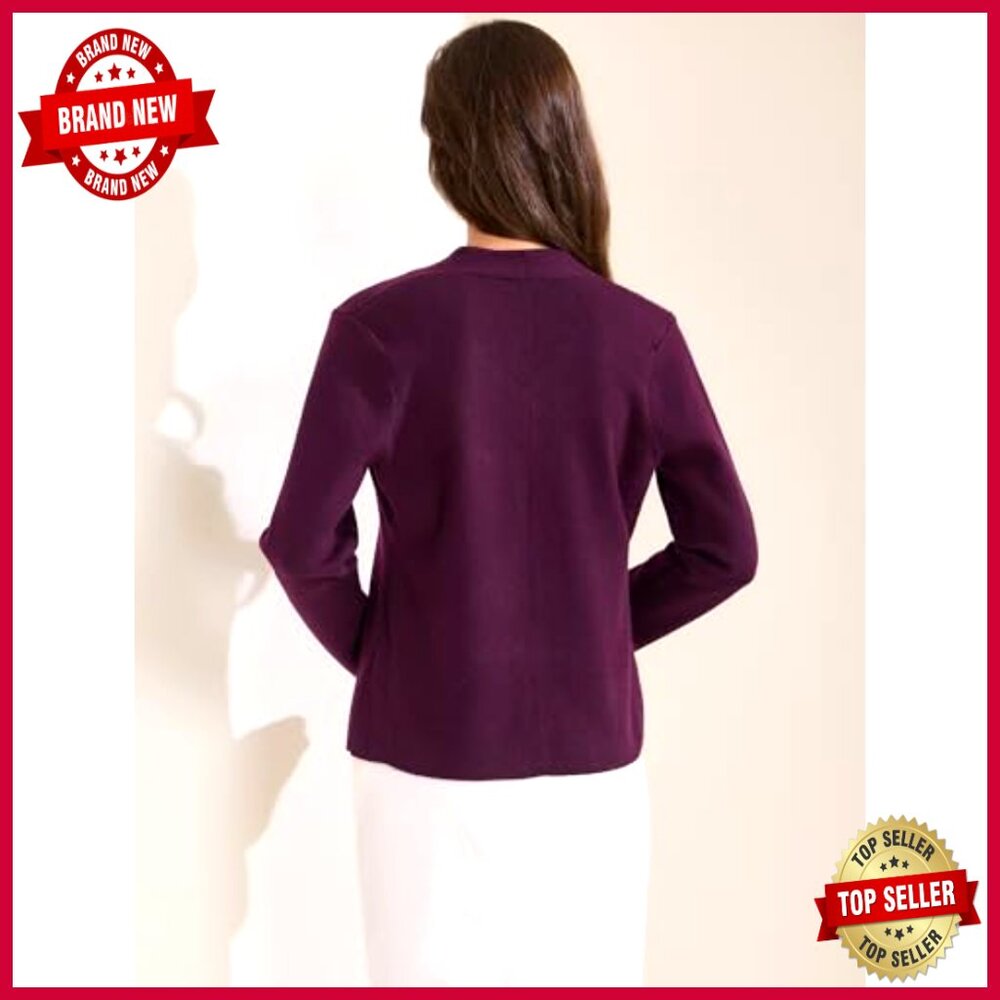 Wool Blend Blazer Collarless One Button Business … - image 4